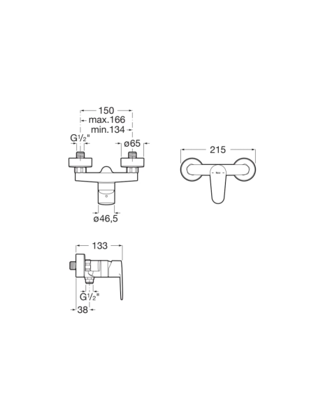 Grifo de ducha VICTORIA PLUS de Roca (Medidas)